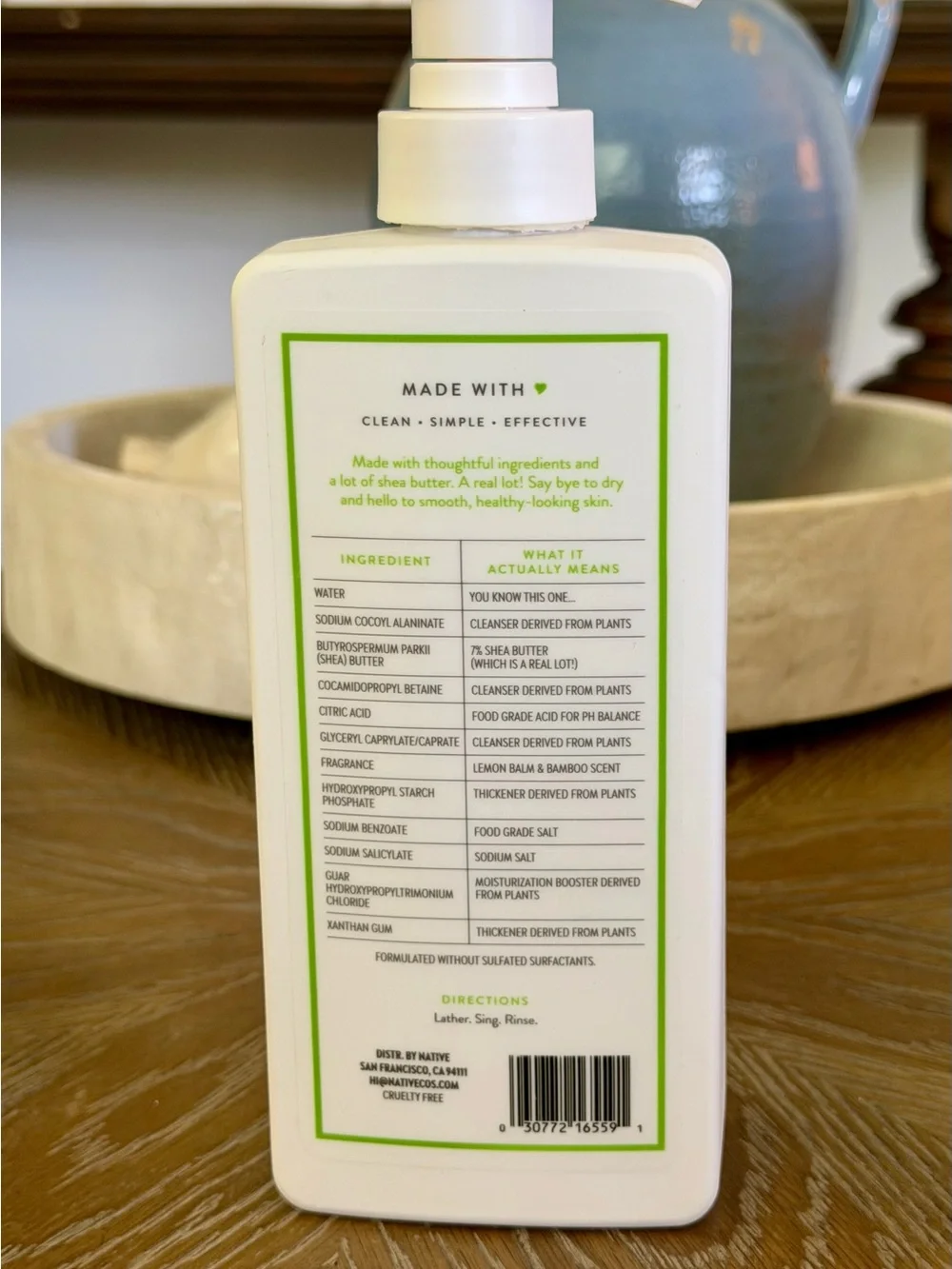 Native Lemon Balm & Bamboo Body Wash (White/Green)